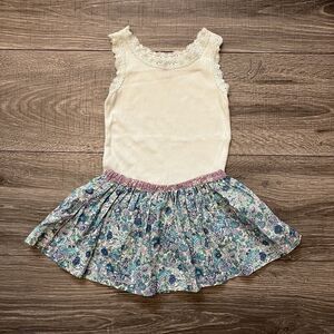 Little Peanut Peek Baby Girl Skirt sz 3 6M Blue Green Bodysuit Liberty of London